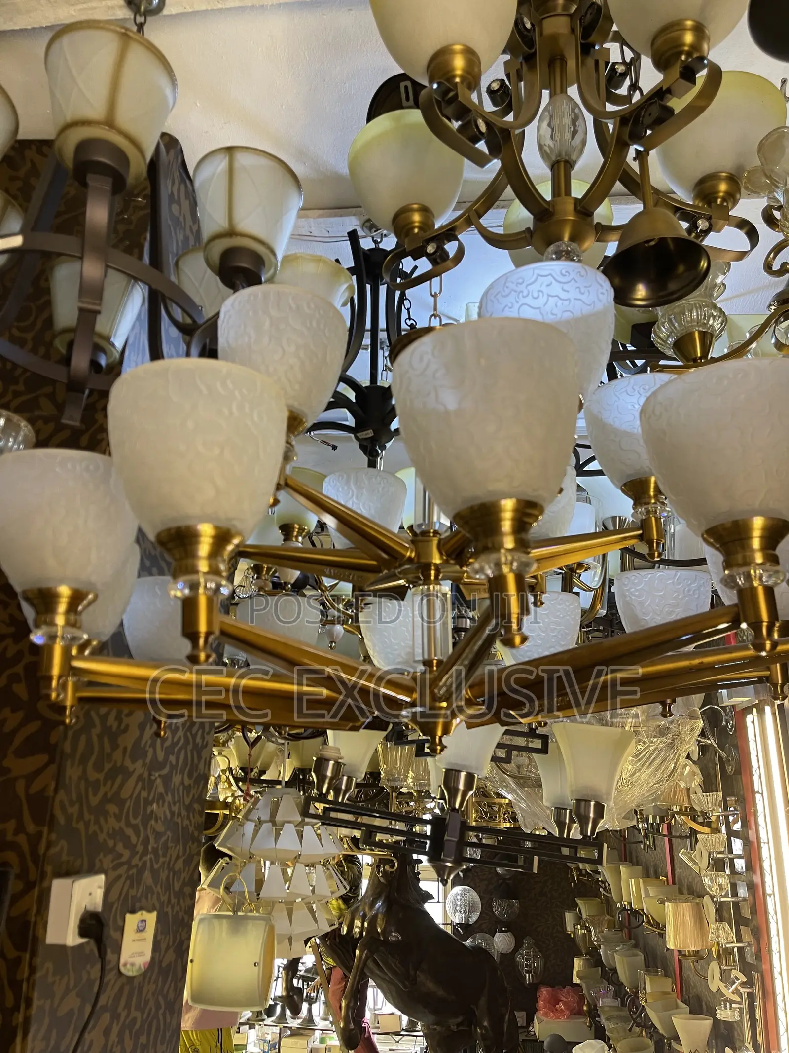 Double Step Gold Chandelier E27