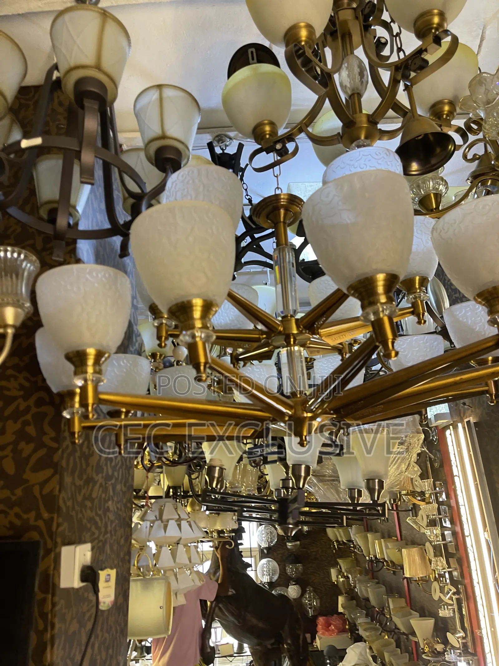 Double Step Gold Chandelier E27