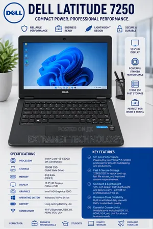 Laptop Dell Latitude 12 7250 8GB Intel Core i5 SSD 128GB