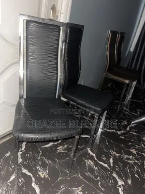 Shining Black Leather Dining Chairs