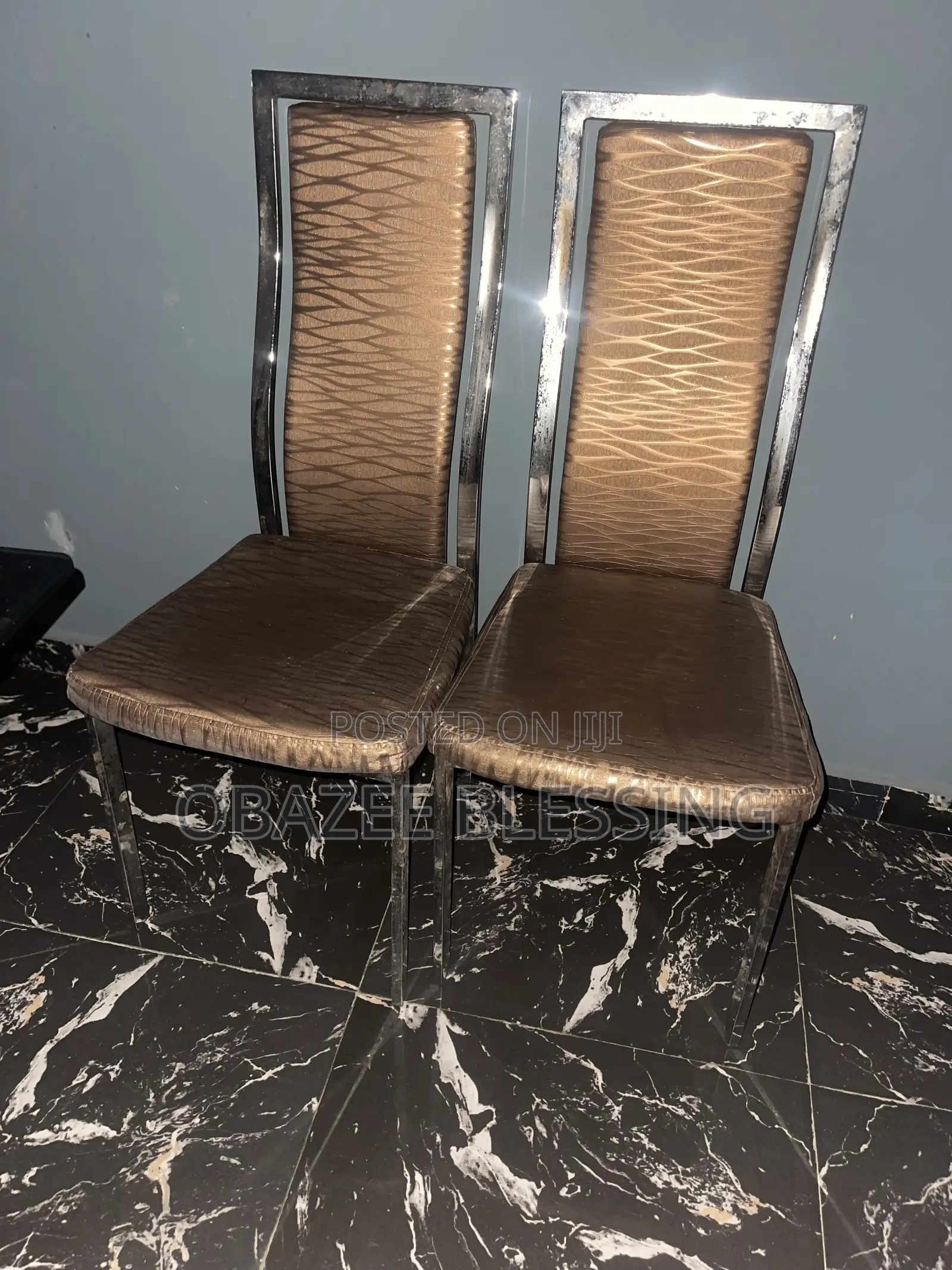 Shining Black Leather Dining Chairs