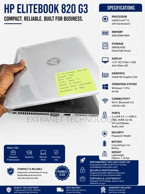 Laptop HP EliteBook 820 G3 8GB Intel Core i5 HDD 500GB
