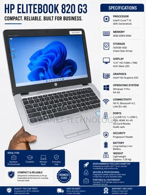 Laptop HP EliteBook 820 G3 8GB Intel Core i5 HDD 500GB