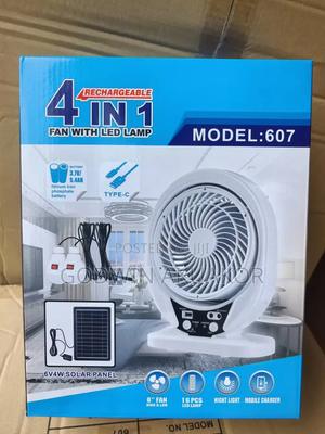 Rechargeable Solar Fan With Two Bulbs