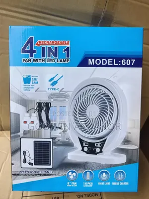 Rechargeable Solar Fan With Two Bulbs