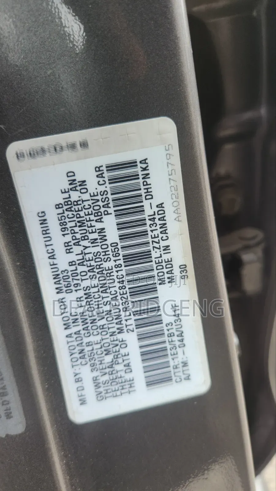 Toyota Matrix 2004 Gray