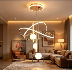 New Living Room Chandelier Modern Simple Atmosphere Circle LED Lights