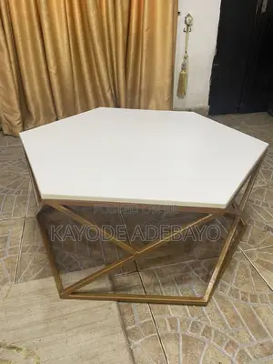Stylish Gold Hexagonal Centre Table — Neatly Used