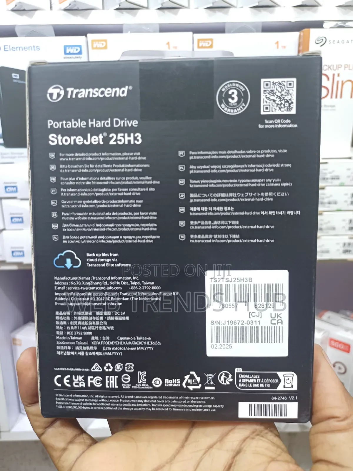 Brand New Transcend StoreJet 25H3 2TB External Hard Drive - USB 3.1