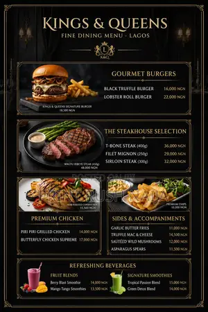 Restaurant Menu Printing in Lekki | Custom Menu Cards & Table Menus
