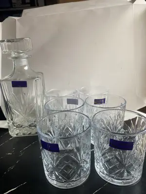 7-Piece Crystal-Cut Whiskey Decanter and Tumbler Set