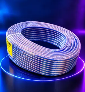 A Roll of Blue and White Transparent Wire