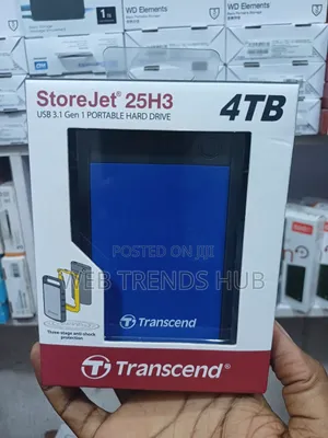 Brand New Transcend StoreJet 25H3 4TB External Hard Drive - USB 3.1