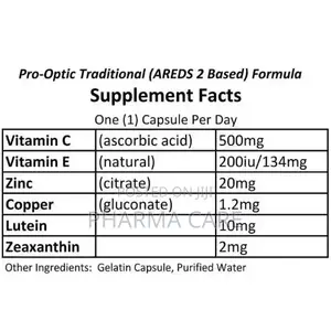 Pro Optic 30 Capsules Areds 2 Based Formula Lutein10mg- Zeaxanthin 2mg