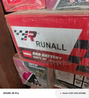 Runall Car Battery Din75 Mf 12v 75ah C20