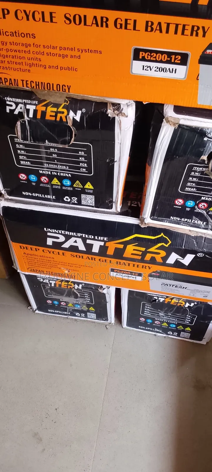 200ah 12v Pattern Gel Battery