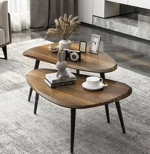 2pcs Luxury Crafted Wood Top Center Table
