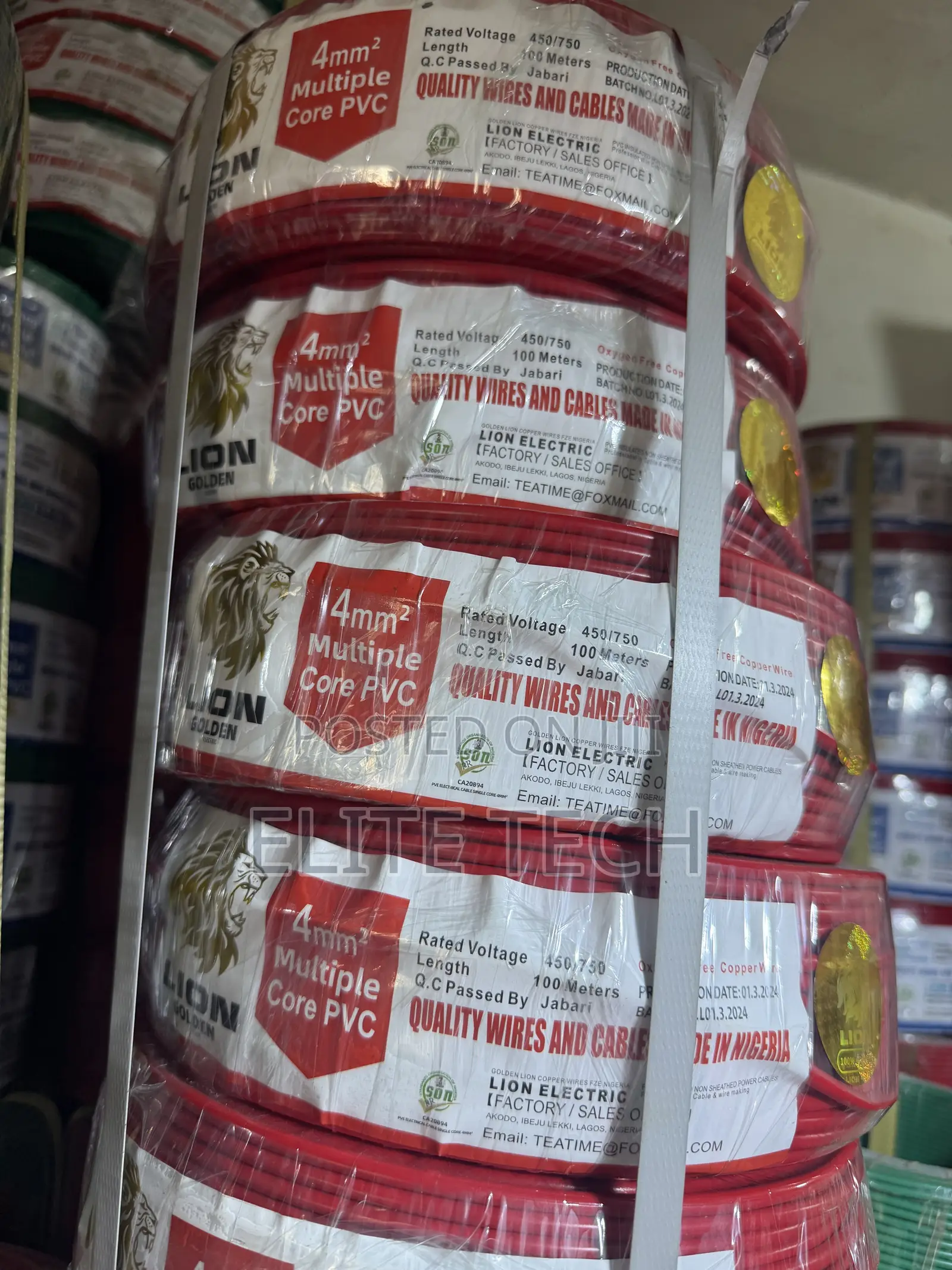 Original 4mm Single Core Lion Wire – 100% Pure Copper (100m Roll)