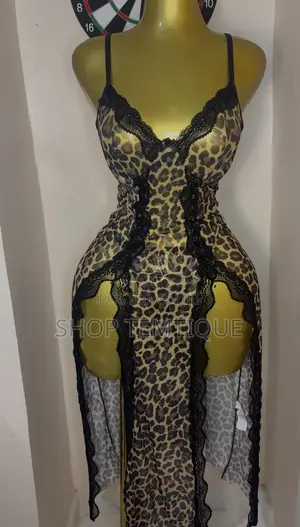 Long Split Gown With G-String Set
