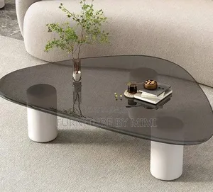 Original Drop Glass Coffee Table With Cylinder Legs