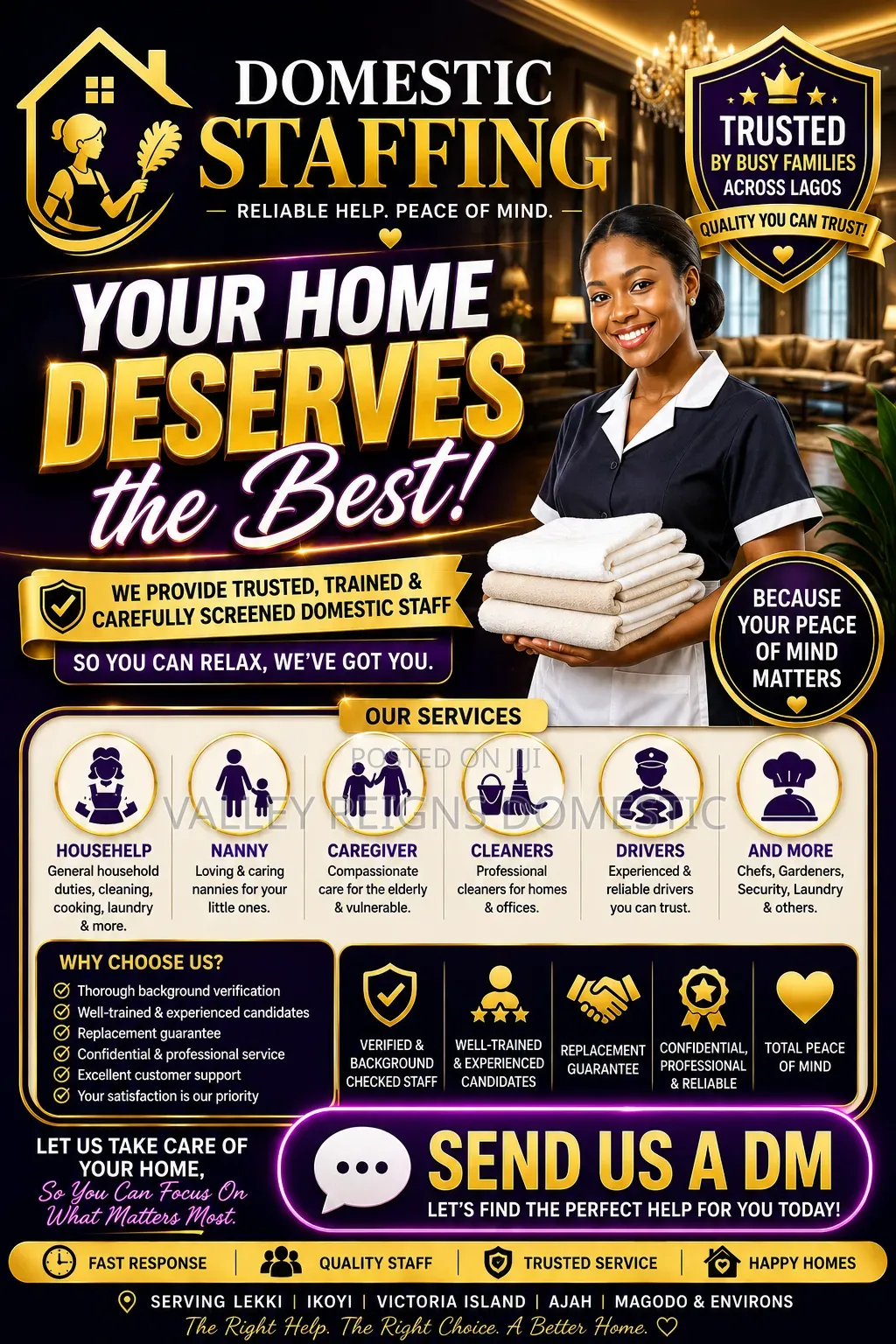We Provide Domestic Staffs for Homes