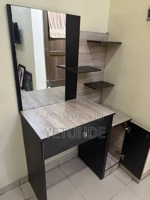 Modern Dressing Table With Large Mirror & Storage Cabinet