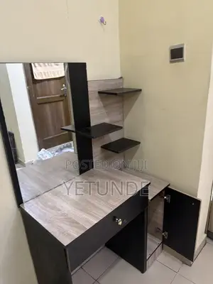 Modern Dressing Table With Large Mirror & Storage Cabinet