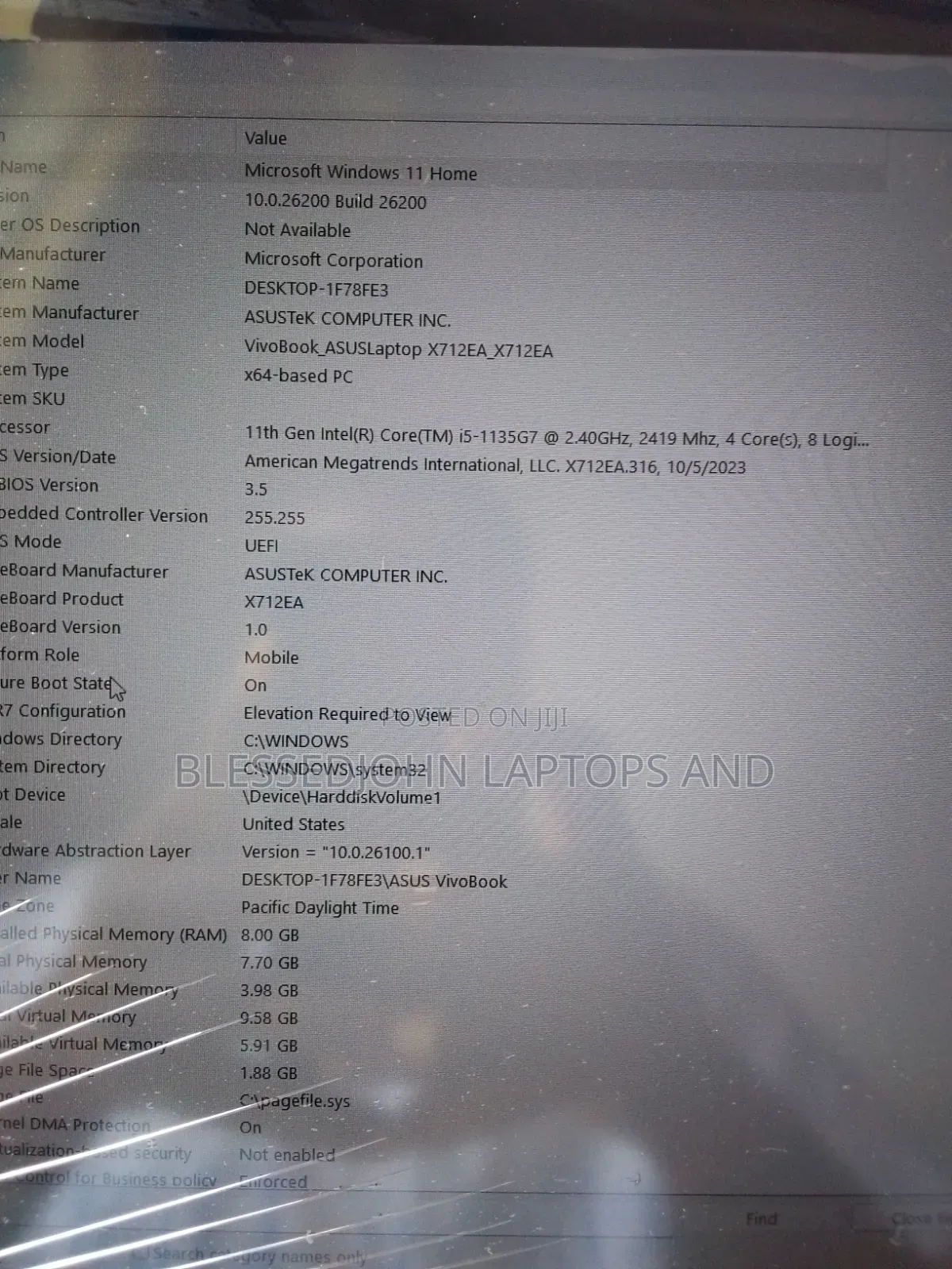 Laptop Asus 8GB Intel Core i5 SSD 256GB