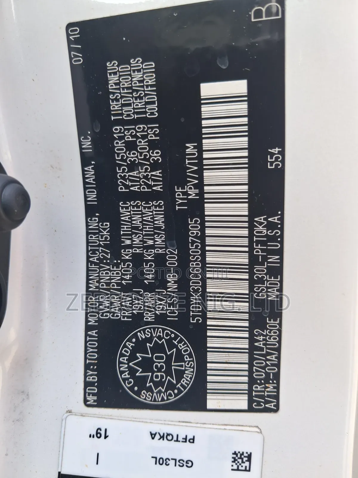 Toyota Sienna 2011 White