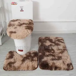 3pcs Non Slip Shaggy Soft Water Absorption Toilet Mat