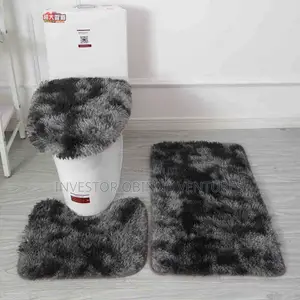 3pcs Non Slip Shaggy Soft Water Absorption Toilet Mat