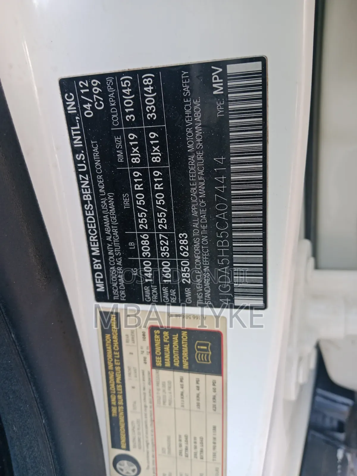Mercedes-Benz M Class 2012 White