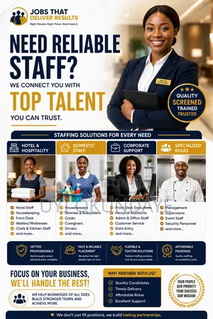 We Help in Recruiting Domestic, Hospitality and Corporate Staff.