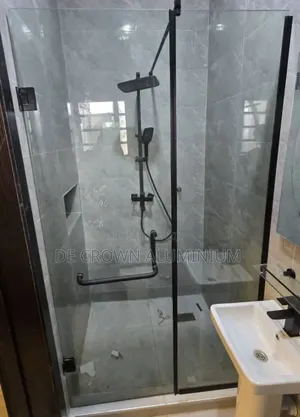 10mm Tempered Glass Shower Cubicle With Black Accessories | Lagos