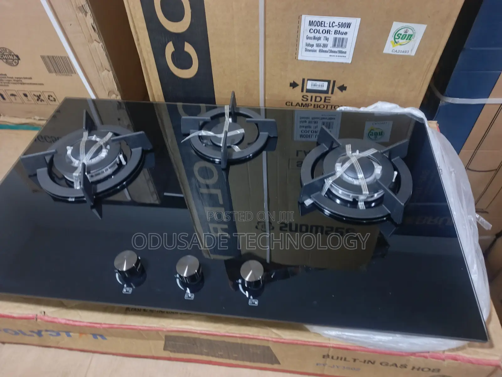 Polystar 3 Burner Black Gas Hob With Ignition