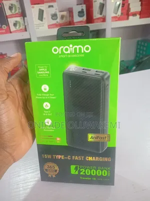 Oraimo 20,000mAh 15W Type-C Fast Charging Power Bank
