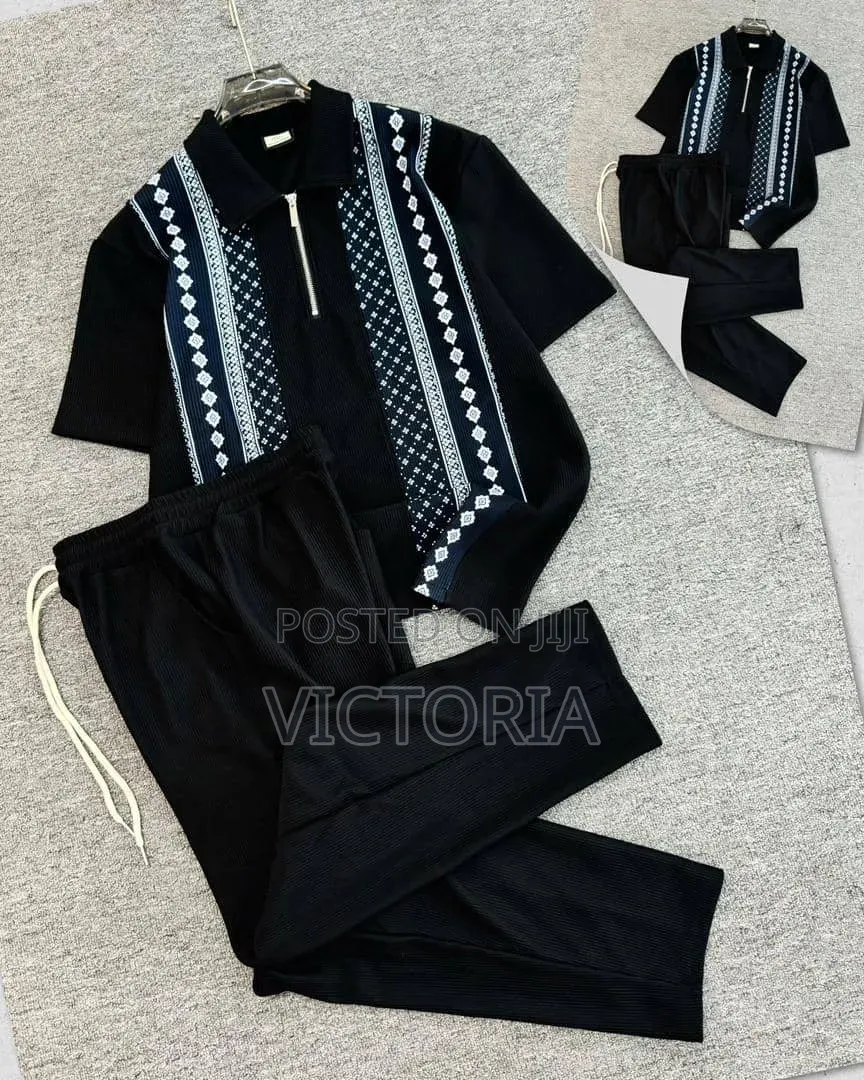 Quality Two-Piece Patterned Zip-Up Tracksuit Set