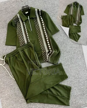 Quality Two-Piece Patterned Zip-Up Tracksuit Set