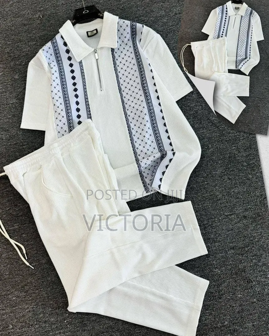 Quality Two-Piece Patterned Zip-Up Tracksuit Set