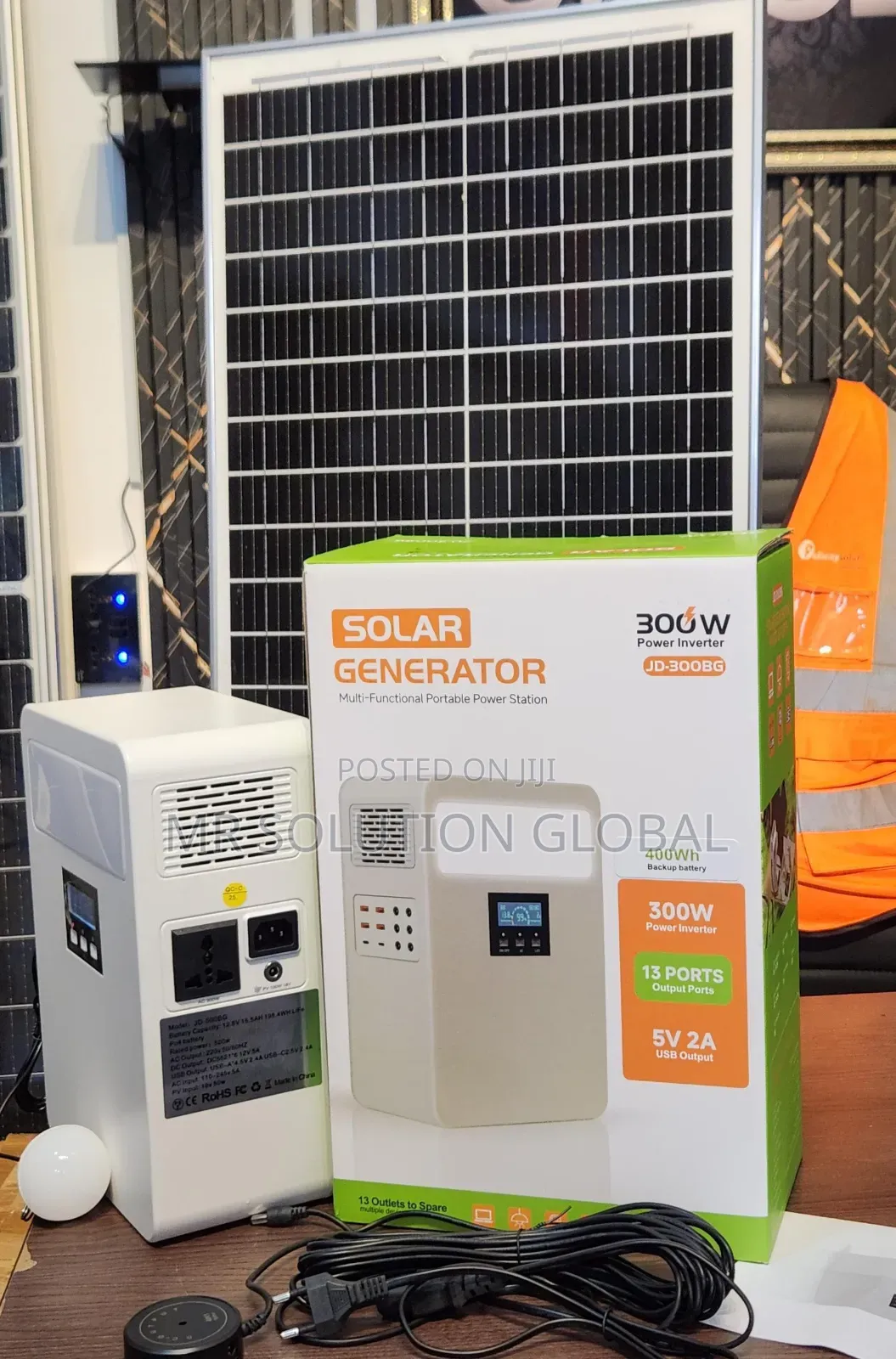 300W Solar Generator Kit – 50W Panel + 1 Bulb