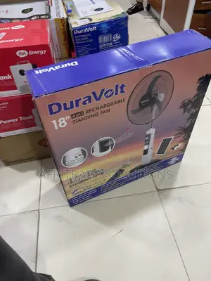 Duravolt 18′′ Solar-Powered Rechargeable Stand Fan