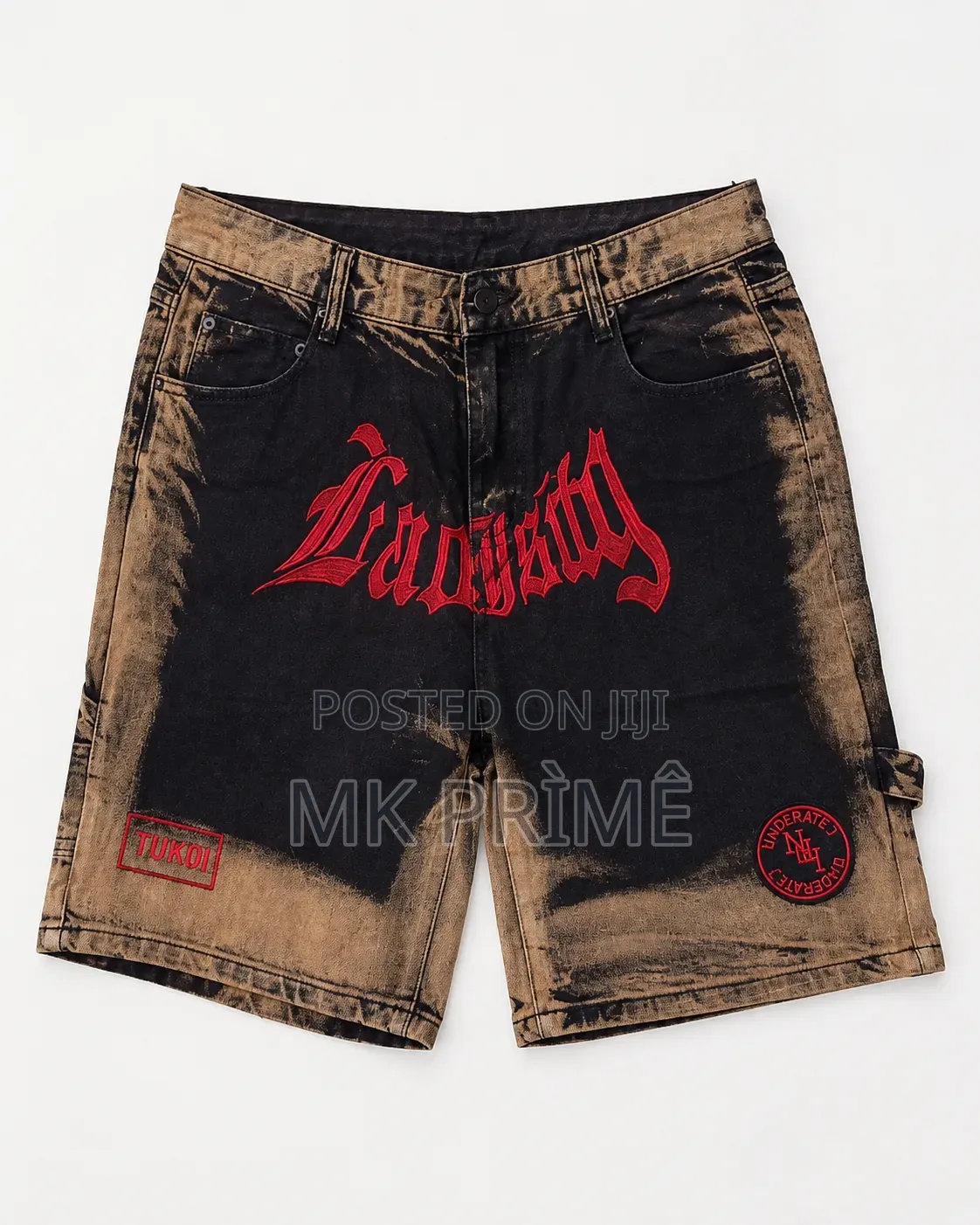 2 Availables-Premium Men Short Jeans–Brown/Black/Red Light Blue Design