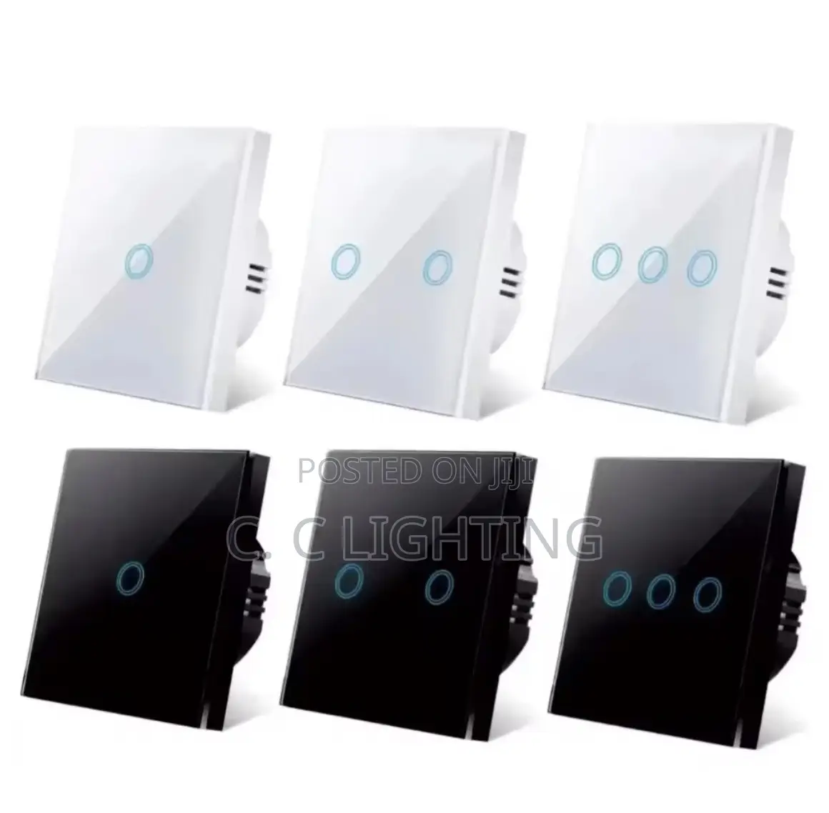 Tempered Black White Crystal Glass Touch Switch Panel Wall Light Smart