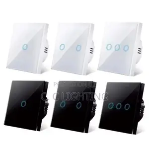 Tempered Black White Crystal Glass Touch Switch Panel Wall Light Smart