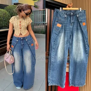 New 🥰   Luxury High Waisted Overlay Wrap Waist Barrel Jean