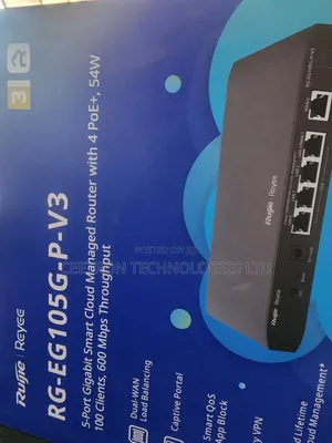 Ruijie Rg-Eg105g-P-V3 5 Port Gigabit Cloud Managed Router With  Poe