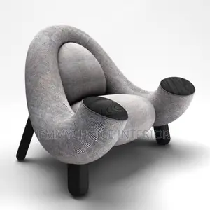 Sculptural Accent Armchair With Round Wooden Armrests