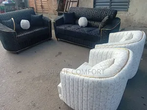 Brand New 7 Seaters High Quality Fabric Sofa Set With Throw Pillows