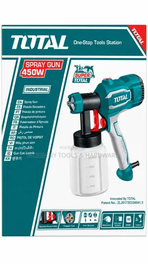 TOTAL 450W Electric Paint Spray Gun – Industrial, 800ml