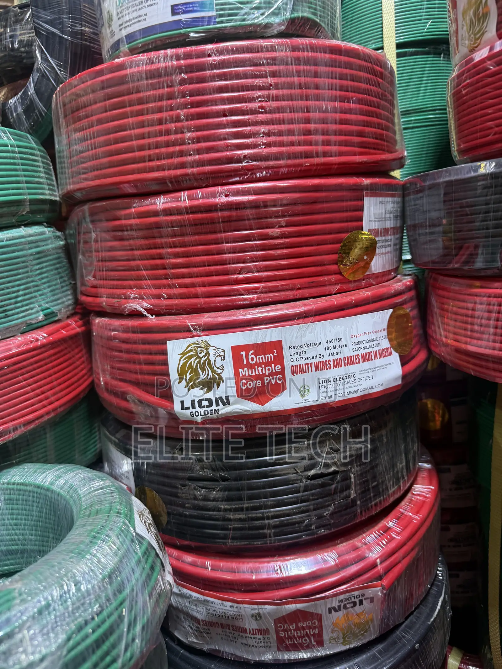 16mm Lion Single Core Cable (100m Roll) – 100% Pure Copper
